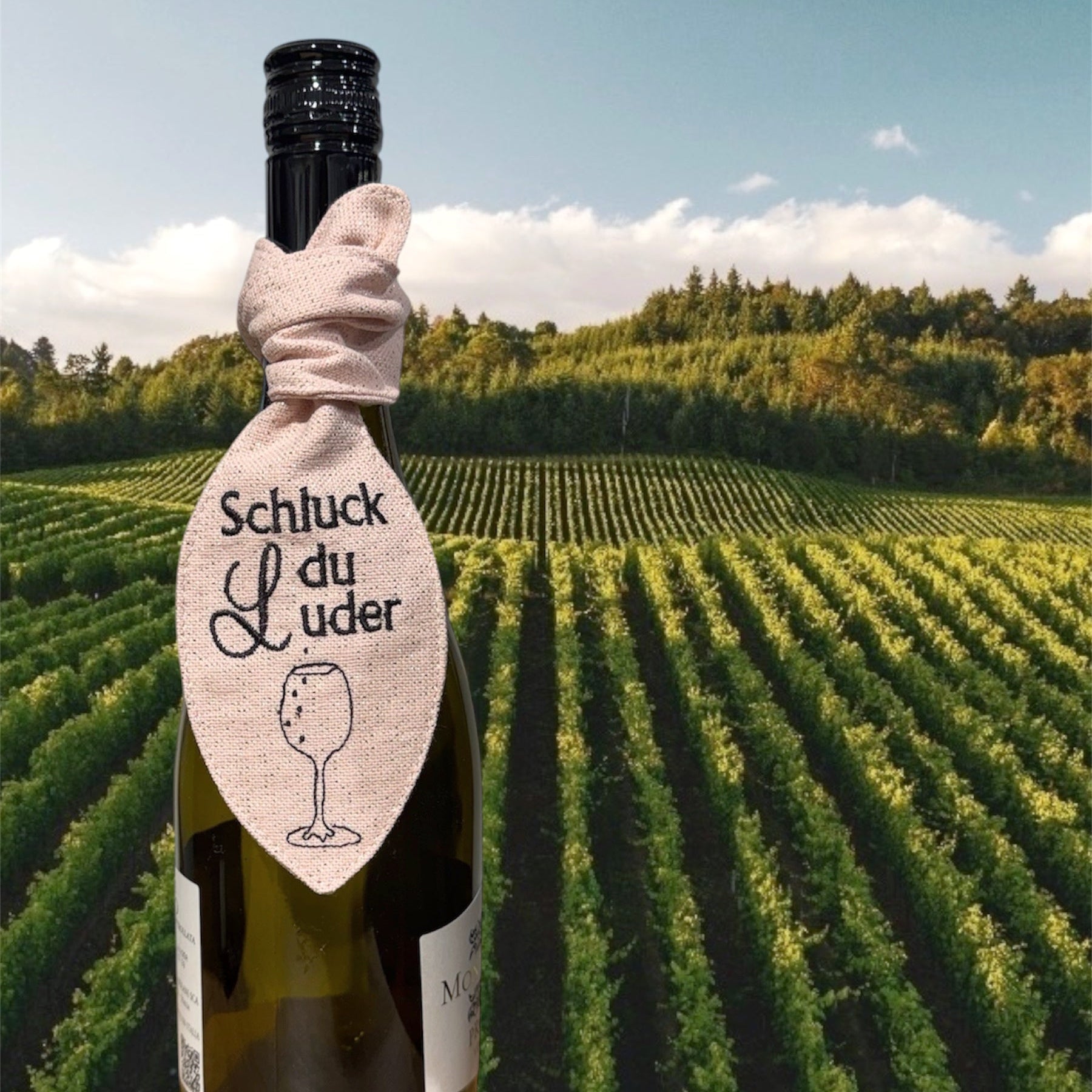 Bestickte Schleife mit  Botschaft