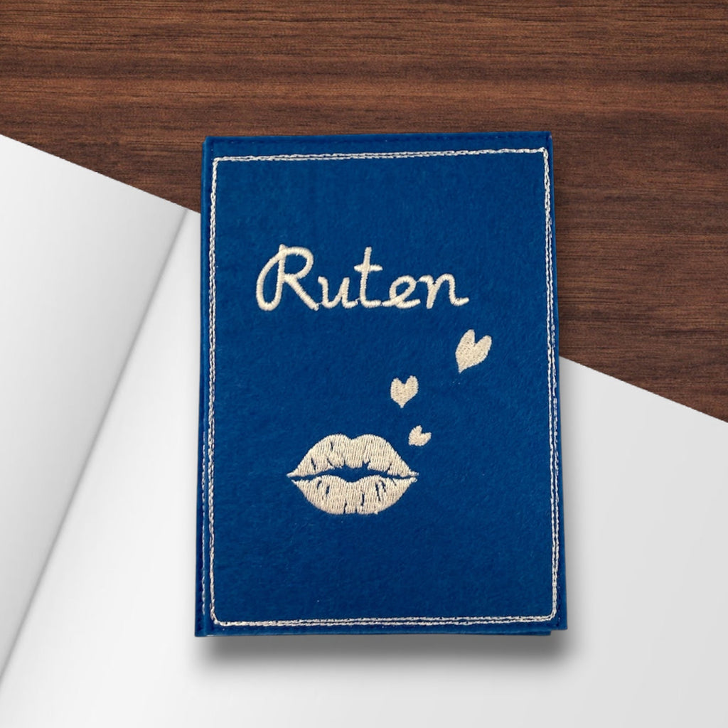 Gestickte Postkarte Ruten, Mehlsack, Herzen
