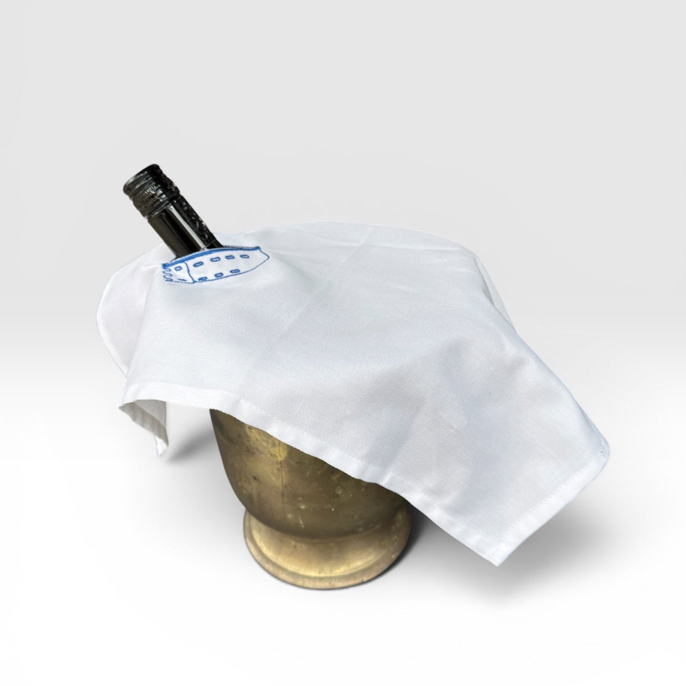 Bestickte Serviette oder Flaschentuch mit Ravensburger Mehlsack Turm