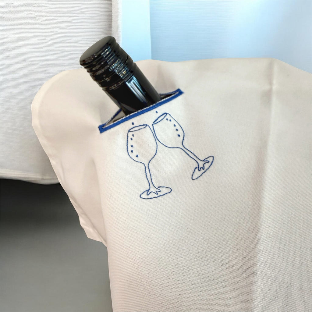 Bestickte Serviette oder Flaschentuch mit Ravensburger Mehlsack Turm