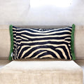 Zebra Kissen mit Glitzer, Stickerei und Borte