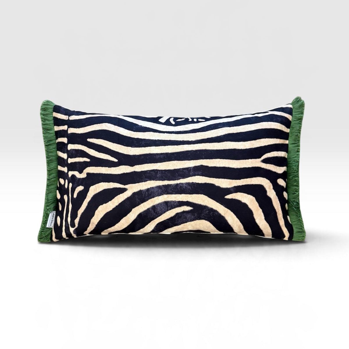 Zebra Kissen mit Glitzer, Stickerei und Borte