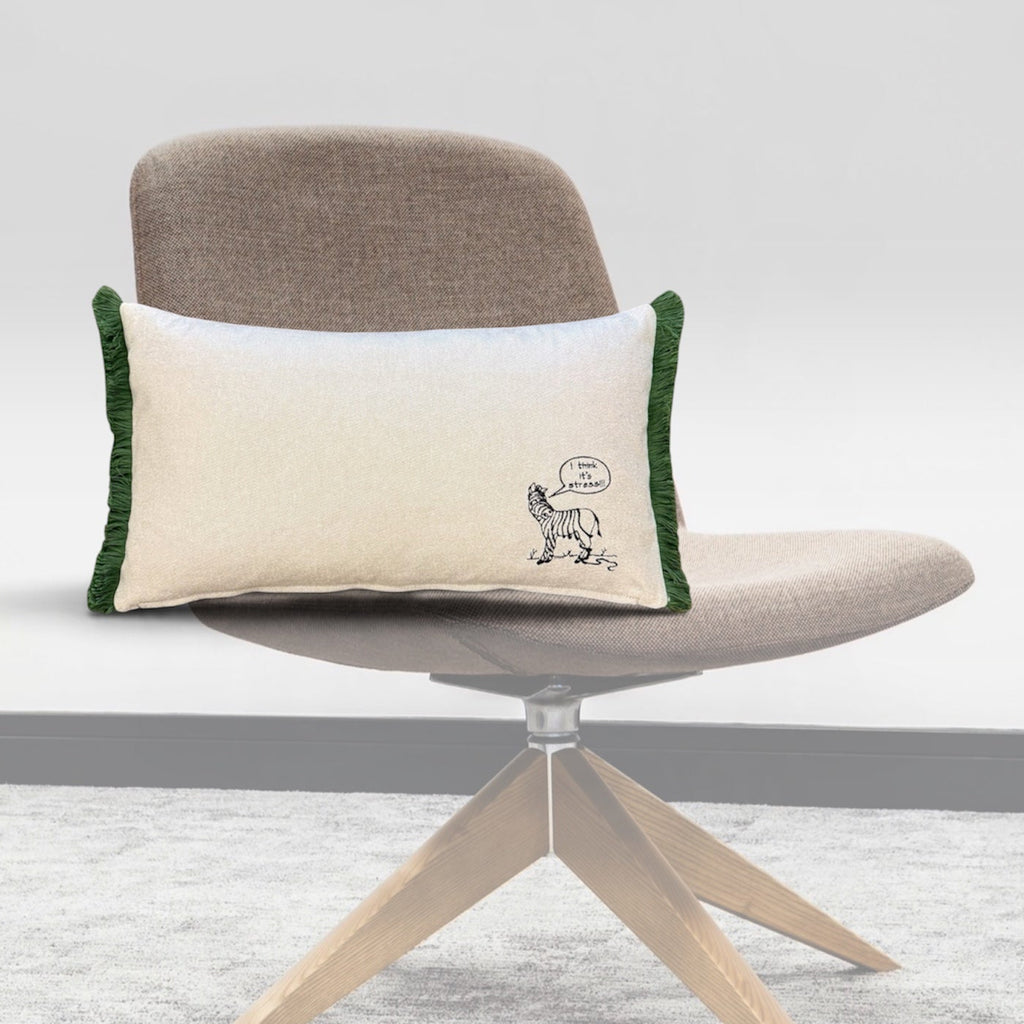 Zebra Kissen mit Glitzer, Stickerei und Borte