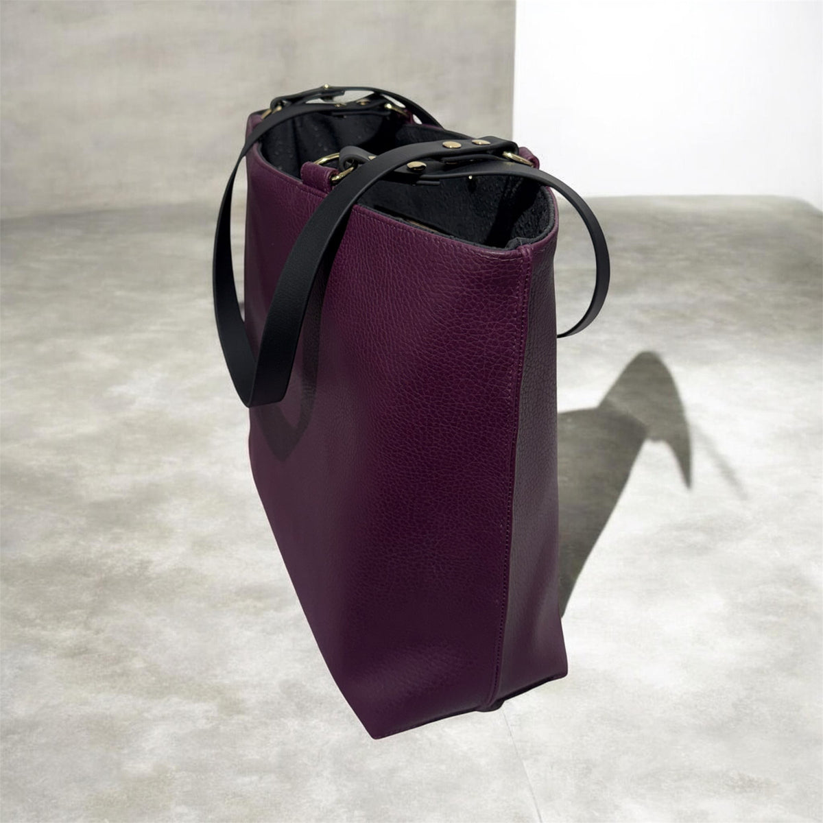Shopper Tasche Aubergine Schwarz
