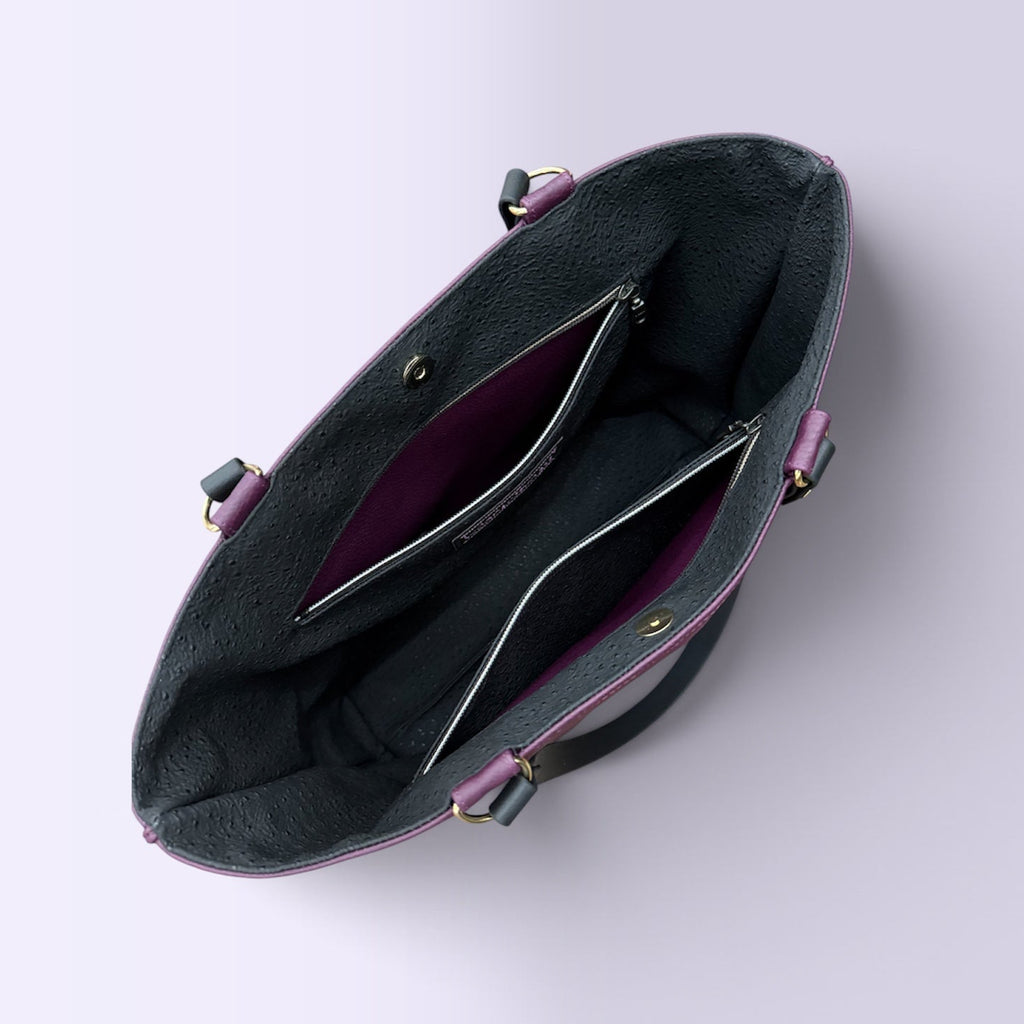 Shopper Tasche Aubergine Schwarz
