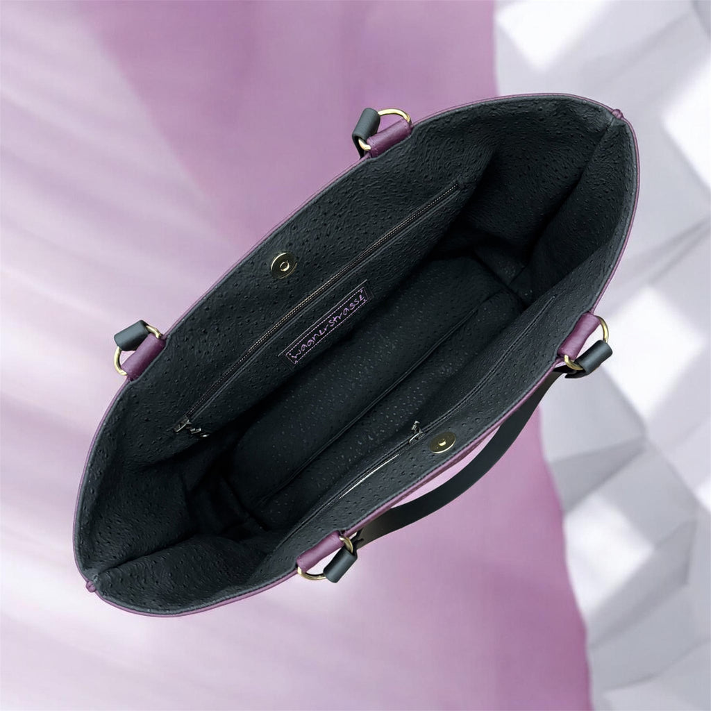 Shopper Tasche Aubergine Schwarz