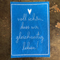 Gestickte Postkarte Ruten, Mehlsack, Herzen