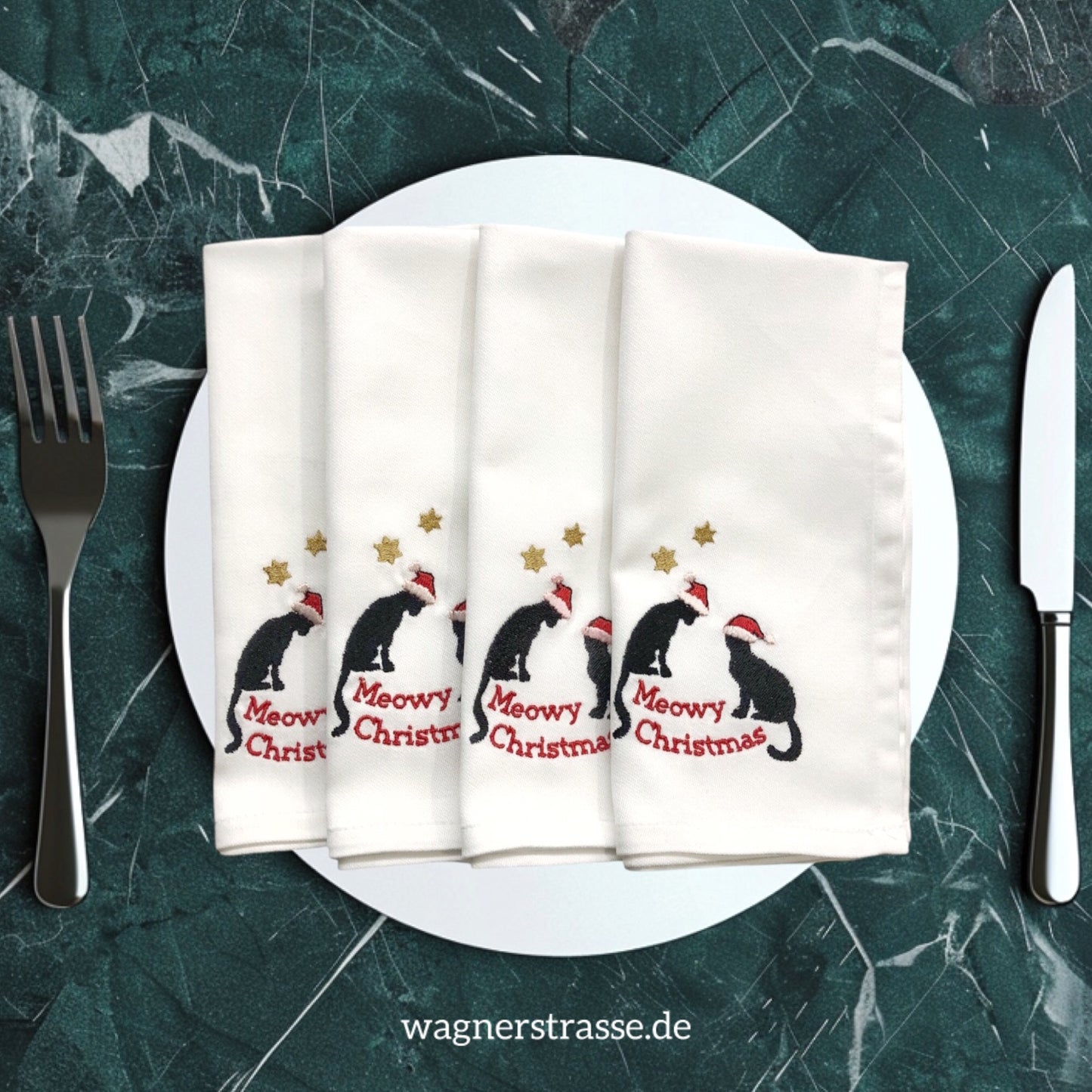 Serviette mit Stickerei für die  Weihnachtstafel